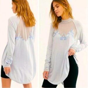 Free People Ice Blue Saheli Mesh Glacier Tunic Top